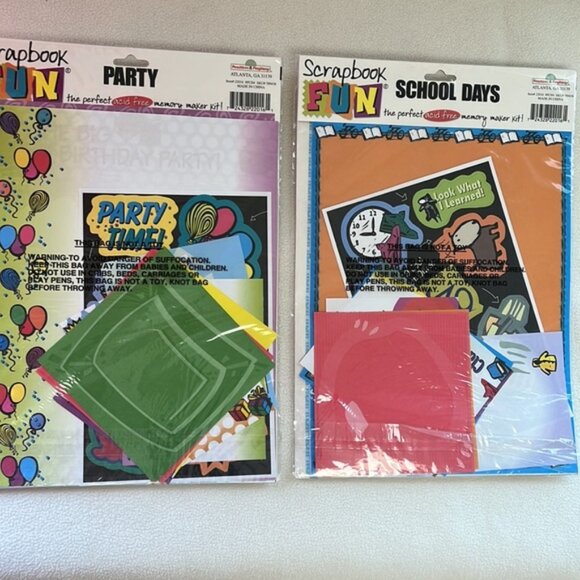 Scrapbook Fun Kits School Days (25 pieces) / Party (24 pieces)  Acid Free - Picture 1 of 6